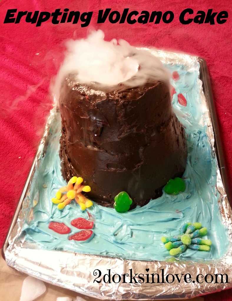Learn how to make your own erupting volcano cake here
