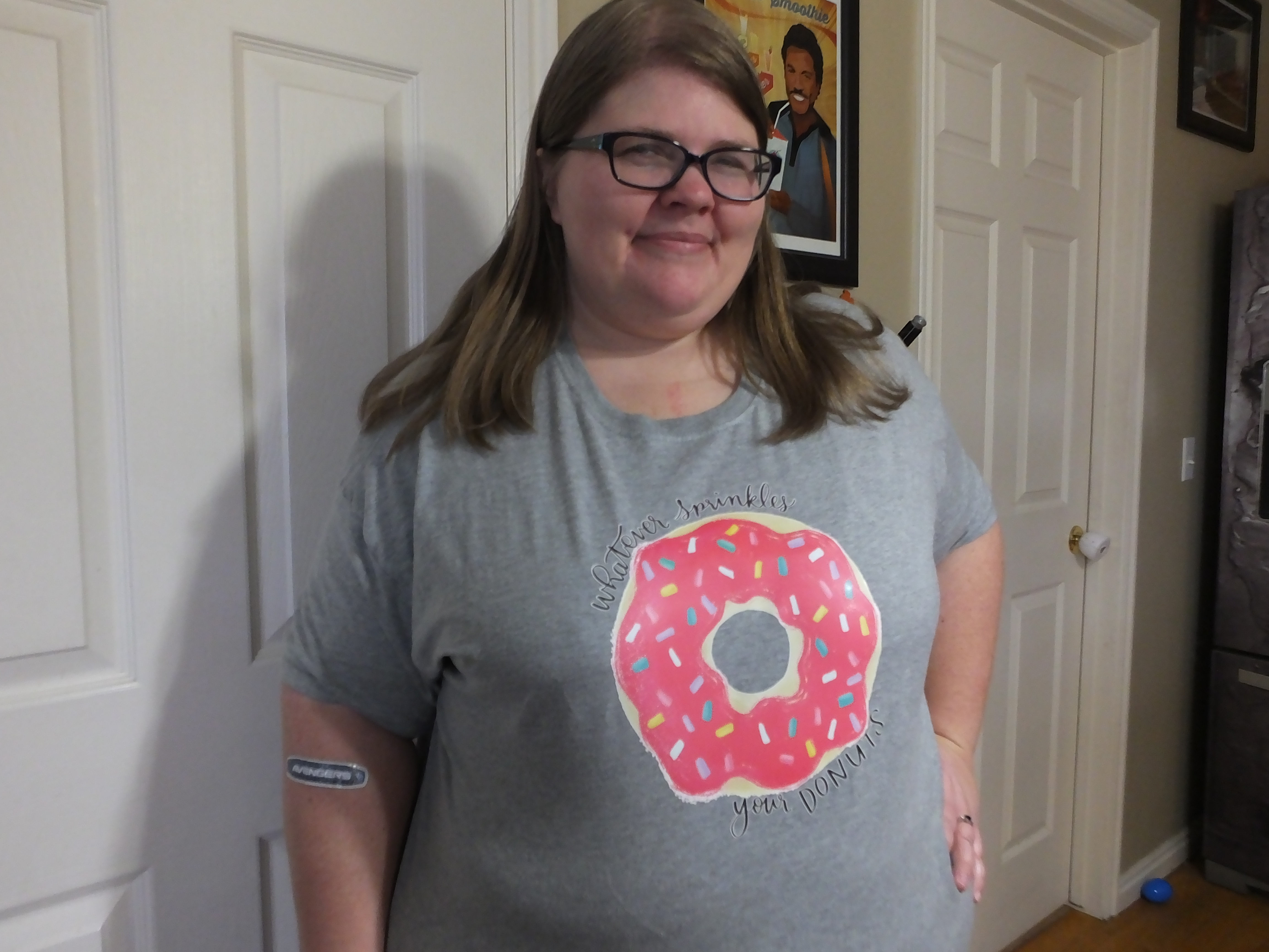 Whatever Sprinkles Your Donuts Cricut iron-on design on T-shirt