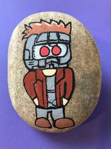 Finished Star-Lord rock painting project